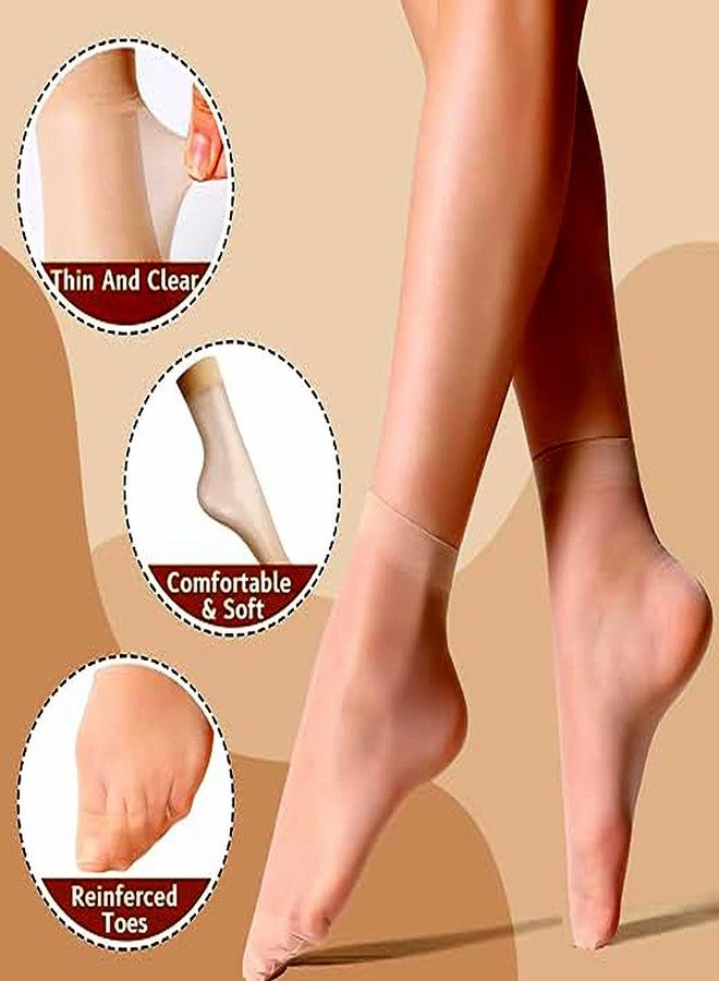 CHIOSHIO FCZDQ Women's 6 Pairs Sheer Ankle Nylon Socks Soft Hosiery Girl's Ballet Thin Seamless Silk Without Heel.(One Size, 3 Nude 3 Black) - Image 2